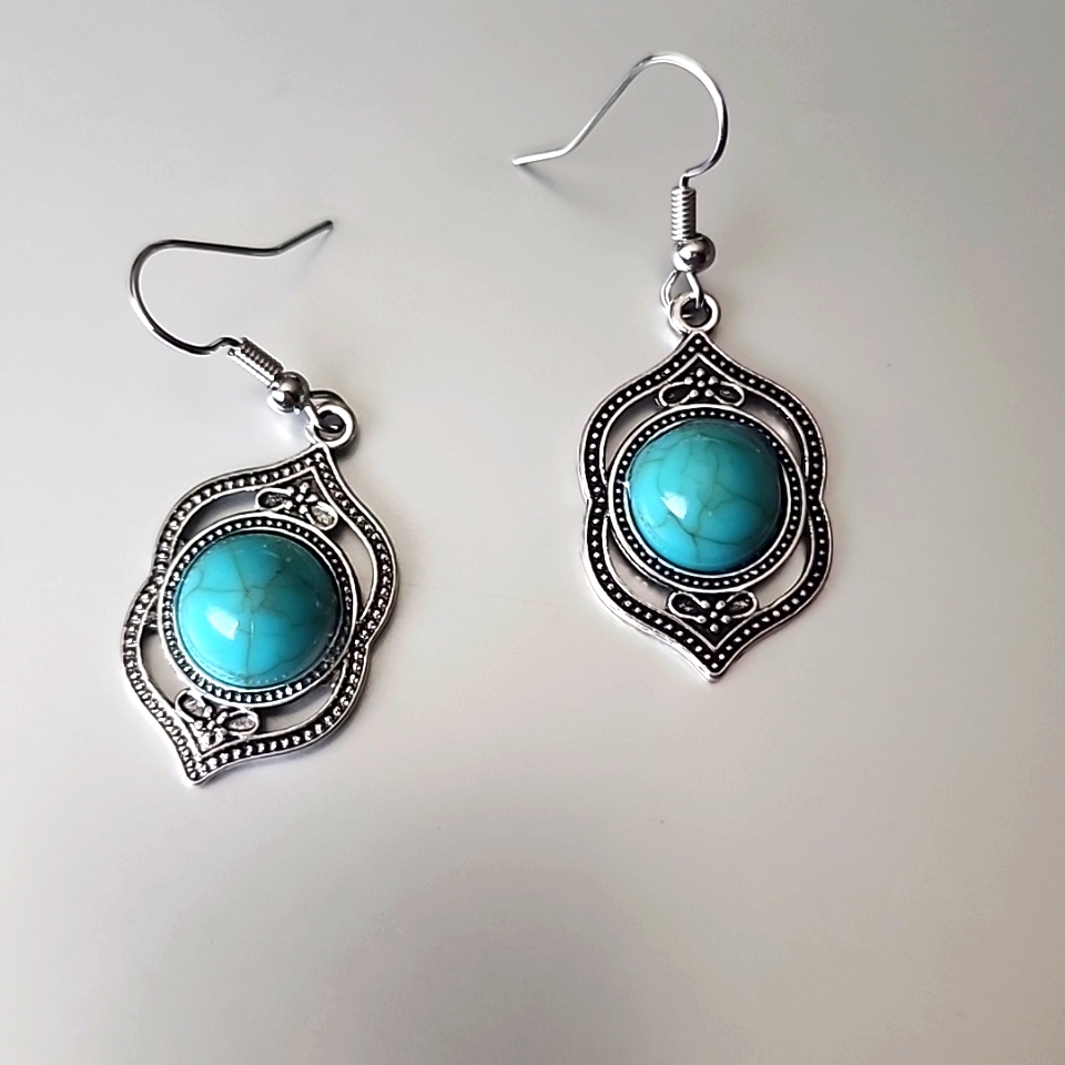Bohemian Simulated Turquoise Earrings Dangle 10$